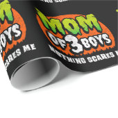 Grappig Halloween Niets schrikt me mam van 3 jonge Cadeaupapier (Rol Hoek)