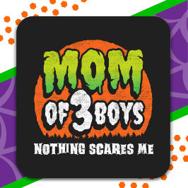 Grappig Halloween Niets schrikt me mam van 3 jonge Vierkante Sticker