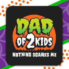 Grappig Halloween Niets schrikt me pap van 2 Kinde Vierkante Sticker