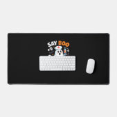 Grappig Halloween Nurse Ghost T-Shirt - "Zeg Boo t Bureaumat (Keyboard & Muis)