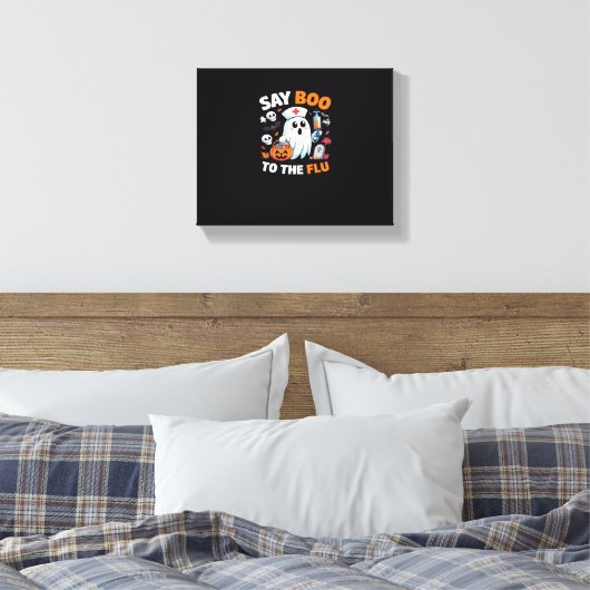 Grappig Halloween Nurse Ghost T-Shirt - "Zeg Boo t Canvas Afdruk (Insitu (Slaapkamer))