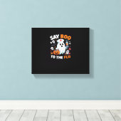 Grappig Halloween Nurse Ghost T-Shirt - "Zeg Boo t Canvas Afdruk (Insitu (Houten vloer))