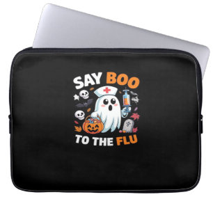 Grappig Halloween Nurse Ghost T-Shirt - "Zeg Boo t Laptop Sleeve