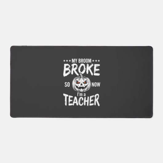Grappig Halloween Onderwijzer Bezem Gebroken Ontwe Bureaumat (Voorkant)
