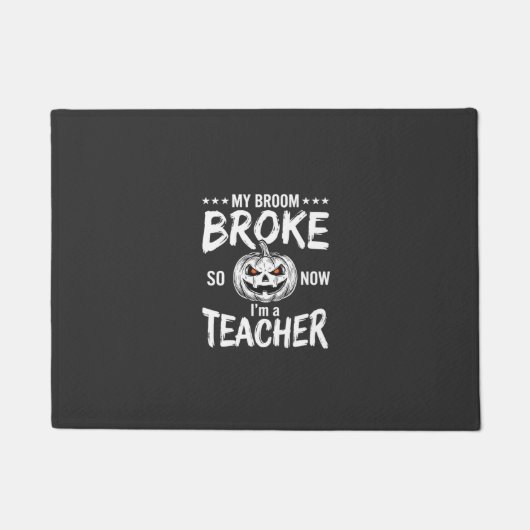 Grappig Halloween Onderwijzer Bezem Gebroken Ontwe Deurmat (Voorkant)