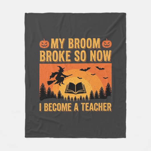 Grappig Halloween Onderwijzer Bezem Gebroken Ontwe Fleece Deken (Voorkant)
