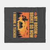 Grappig Halloween Onderwijzer Bezem Gebroken Ontwe Fleece Deken (Voorkant (Horizontaal))