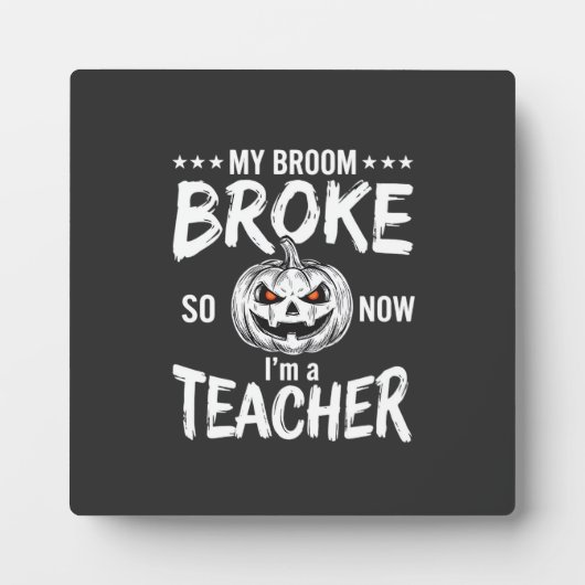 Grappig Halloween Onderwijzer Bezem Gebroken Ontwe Fotoplaat (Voorkant)