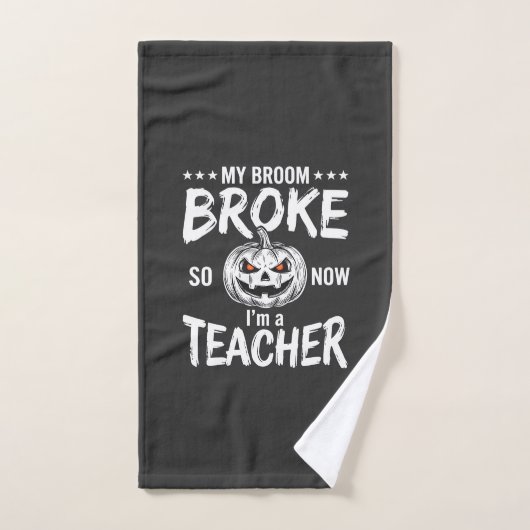 Grappig Halloween Onderwijzer Bezem Gebroken Ontwe Handdoek (Handdoek)