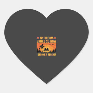 Grappig Halloween Onderwijzer Bezem Gebroken Ontwe Hart Sticker