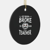 Grappig Halloween Onderwijzer Bezem Gebroken Ontwe Keramisch Ornament (Rechts)
