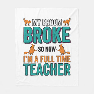 Grappig Halloween Onderwijzer Bezem Gebroken Vinta Fleece Deken