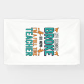Grappig Halloween Onderwijzer Bezem Gebroken Vinta Spandoek (Horizontaal)