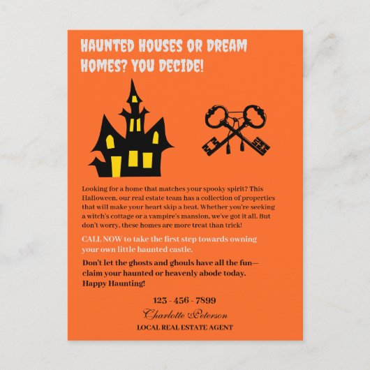 Grappig Halloween onroerend goed Feestdagenkaart (Voorkant)