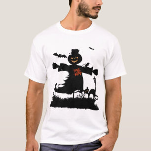 Grappig halloween ontwerp met vogelverschrikker t-shirt