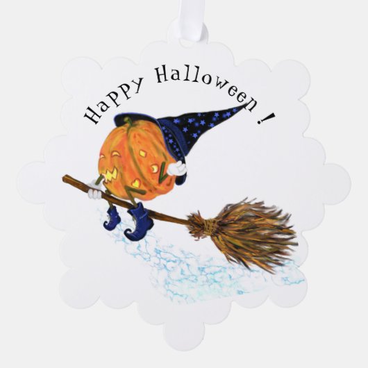 Grappig Halloween Ornament Kaart Witch Pompoen Vli (Voorkant)