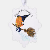 Grappig Halloween Ornament Kaart Witch Pompoen Vli (Links)