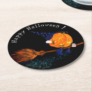 Grappig Halloween Papier Onderzetter Heksenpompoen