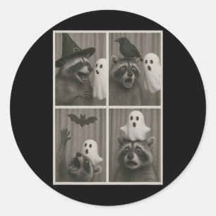 Grappig Halloween Party Wasbeer Photo Cabin Design Ronde Sticker