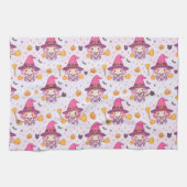 Grappig Halloween patroon met pompoenen en heks Theedoek (Horizontaal)