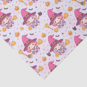 Grappig Halloween patroon met pompoenen en heks Tissuepapier (Detail)