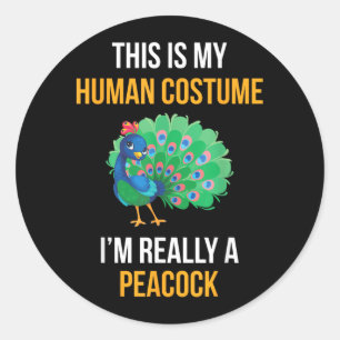 Grappig Halloween Pauw Kostuum Shirt voor Kinderen Ronde Sticker