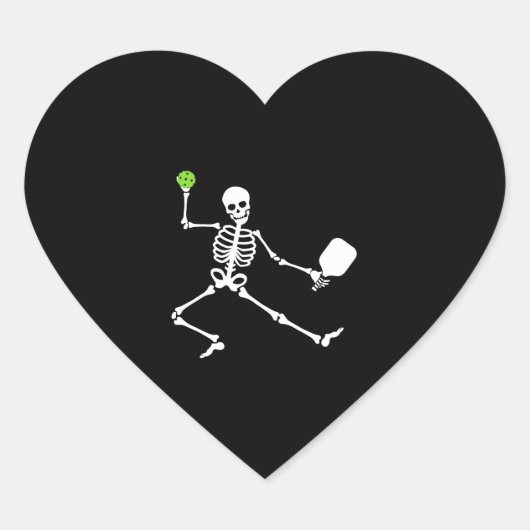 Grappig Halloween Pickleball kostuum Skelet Hart Sticker (Voorkant)