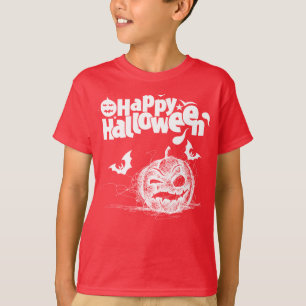 Grappig Halloween pompoen gezicht voor jongens ver T-shirt