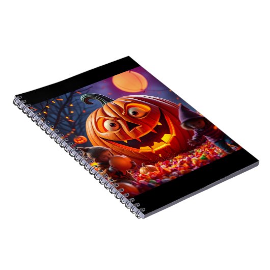 Grappig Halloween pompoen Notitieboek - Uniek cade (Rechterzijde)