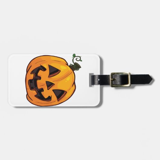 Grappig Halloween Pompoen T-Shirt Bagagelabel (Voorkant horizontaal)