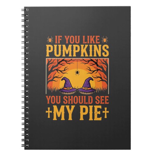 Grappig Halloween Pompoentaart Heksendesign_1 Notitieboek (Voorkant)