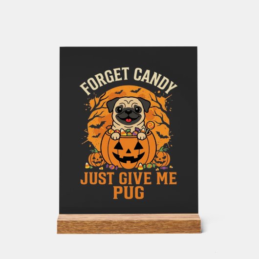 Grappig Halloween Pug Snoep Design_1 Acryl Bord (Voorkant)