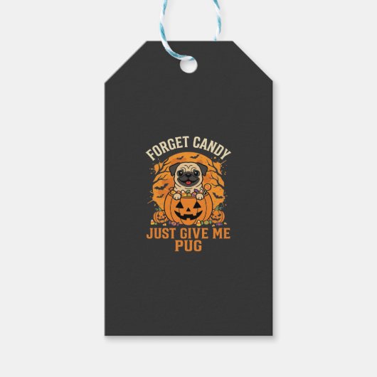 Grappig Halloween Pug Snoep Design_1 Cadeaulabel (Voorkant)