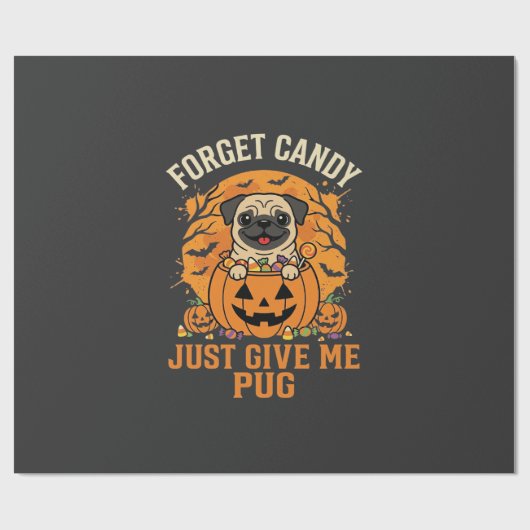 Grappig Halloween Pug Snoep Design_1 Cadeaupapier (Vlak)