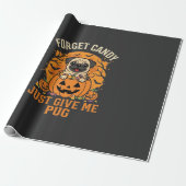 Grappig Halloween Pug Snoep Design_1 Cadeaupapier (Uitgerold)