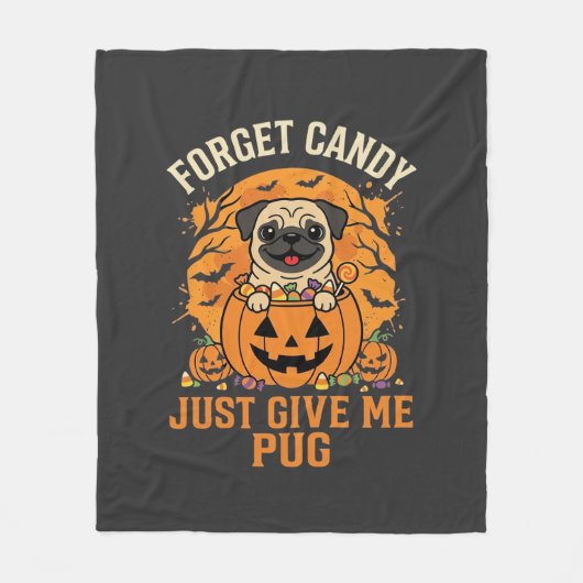 Grappig Halloween Pug Snoep Design_1 Fleece Deken (Voorkant)