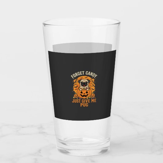 Grappig Halloween Pug Snoep Design_1 Glas (Voorkant)