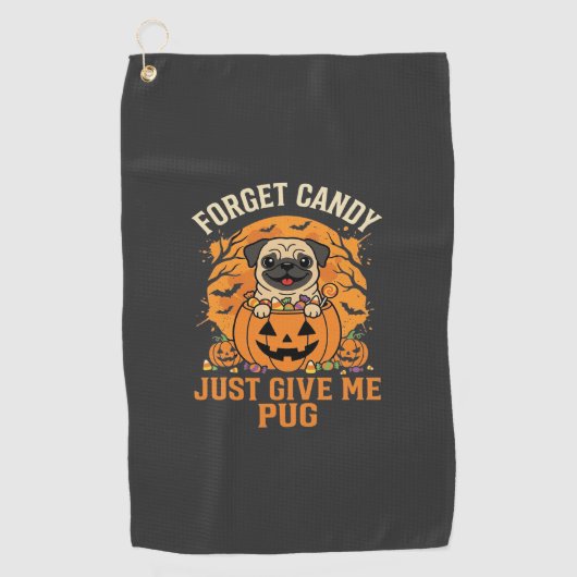 Grappig Halloween Pug Snoep Design_1 Golfhanddoek (Voorkant)