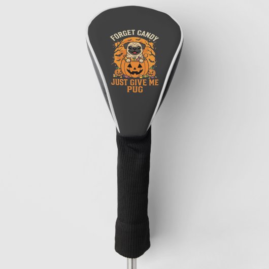 Grappig Halloween Pug Snoep Design_1 Golfheadcover (Voorkant)