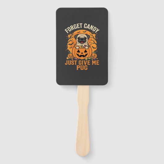 Grappig Halloween Pug Snoep Design_1 Handwaaier (Voorkant)