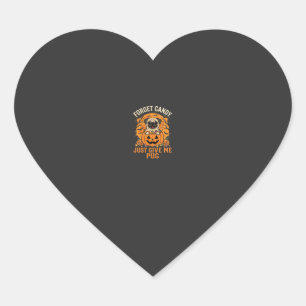 Grappig Halloween Pug Snoep Design_1 Hart Sticker