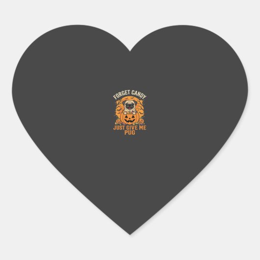 Grappig Halloween Pug Snoep Design_1 Hart Sticker (Voorkant)