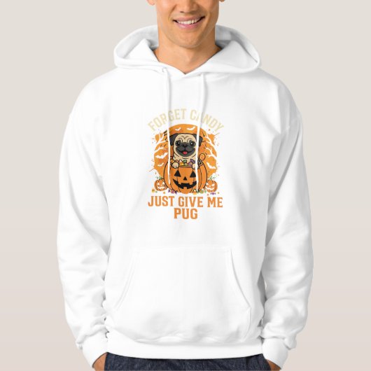 Grappig Halloween Pug Snoep Design_1 Hoodie (Voorkant)