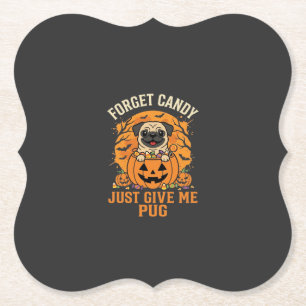 Grappig Halloween Pug Snoep Design_1 Kartonnen Onderzetters
