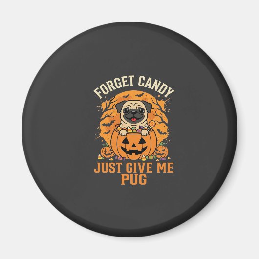 Grappig Halloween Pug Snoep Design_1 Magneet (Voorkant)