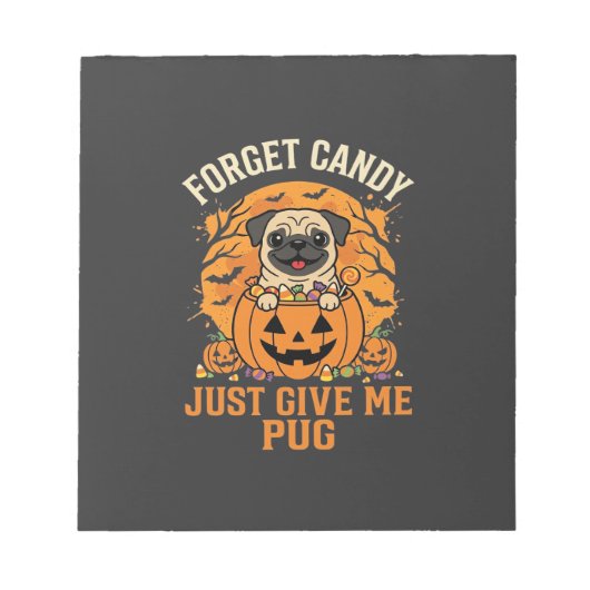 Grappig Halloween Pug Snoep Design_1 Notitieblok (Voorkant)