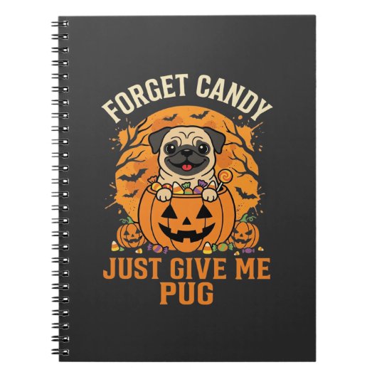 Grappig Halloween Pug Snoep Design_1 Notitieboek (Voorkant)