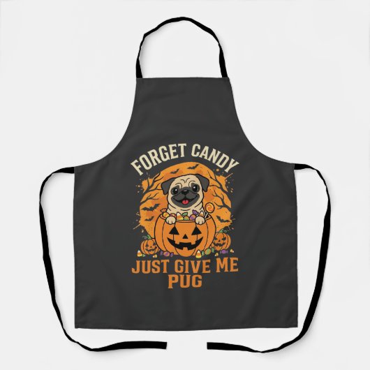 Grappig Halloween Pug Snoep Design_1 Schort (Voorkant)