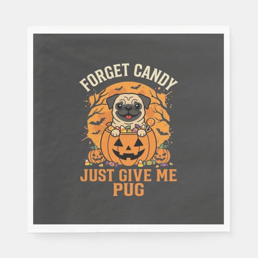Grappig Halloween Pug Snoep Design_1 Servet (Voorkant)