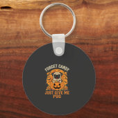 Grappig Halloween Pug Snoep Design_1 Sleutelhanger (Voorkant)